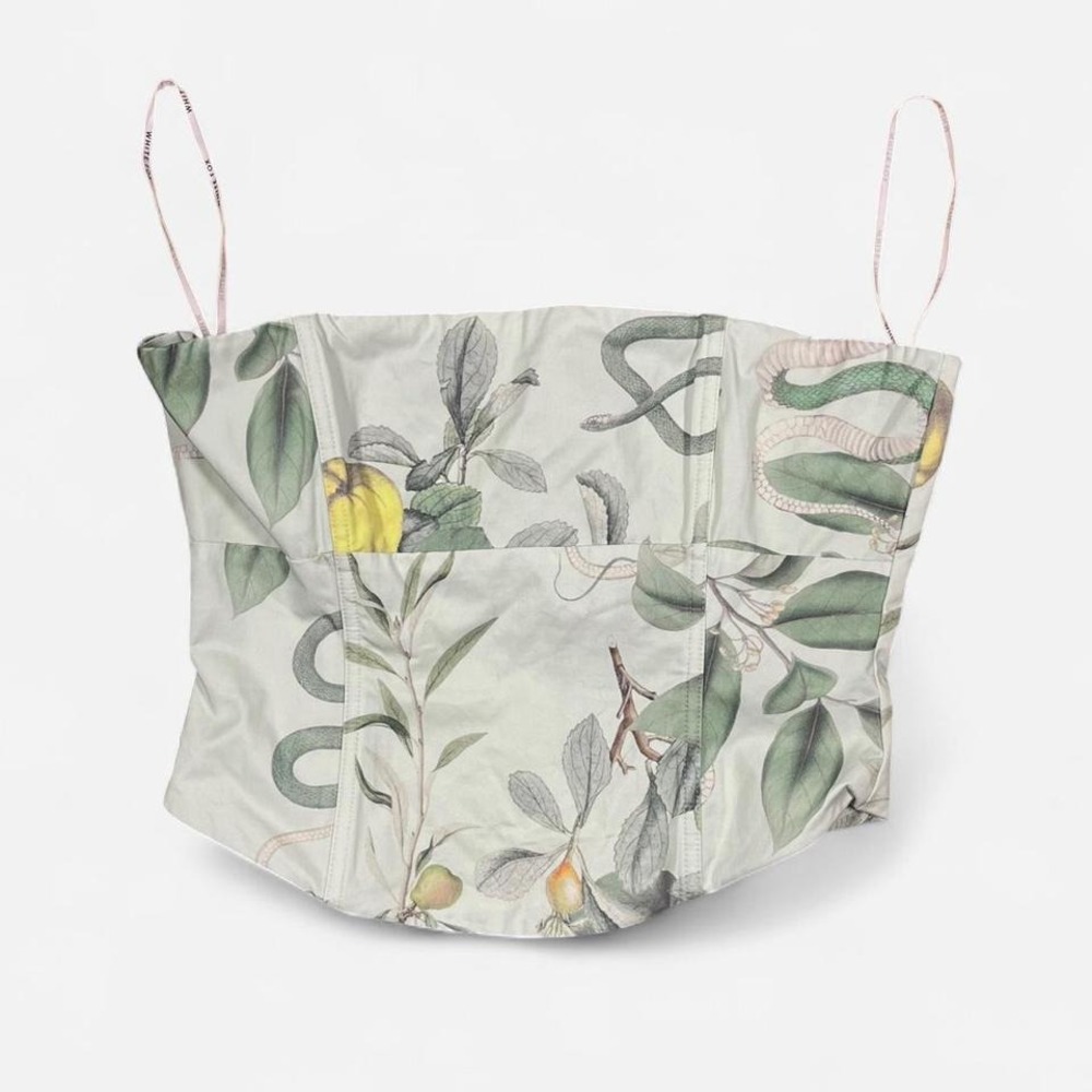 White Fox No Drama Bustier green serpent snake print crop top